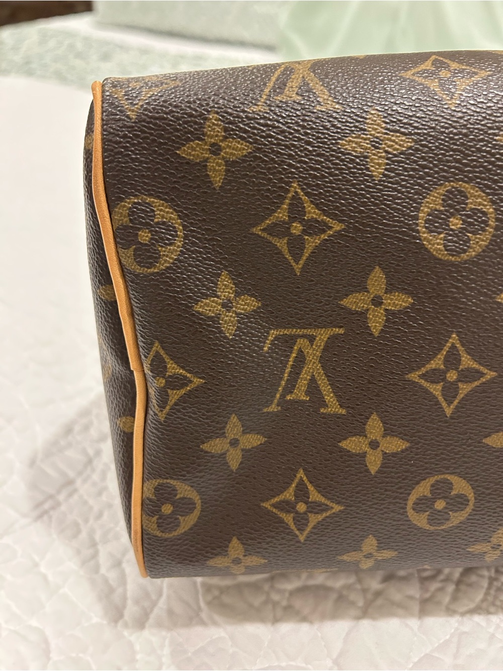 Louis Vuitton Speedy 25 Monogram Canvas Satchel - Brown with Tan Trim - Picture 13 of 15